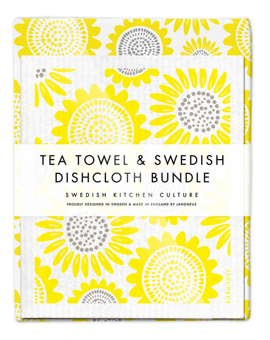 Swedish Dishcloth & Tea Towel Bundle - Sunflower Yellow