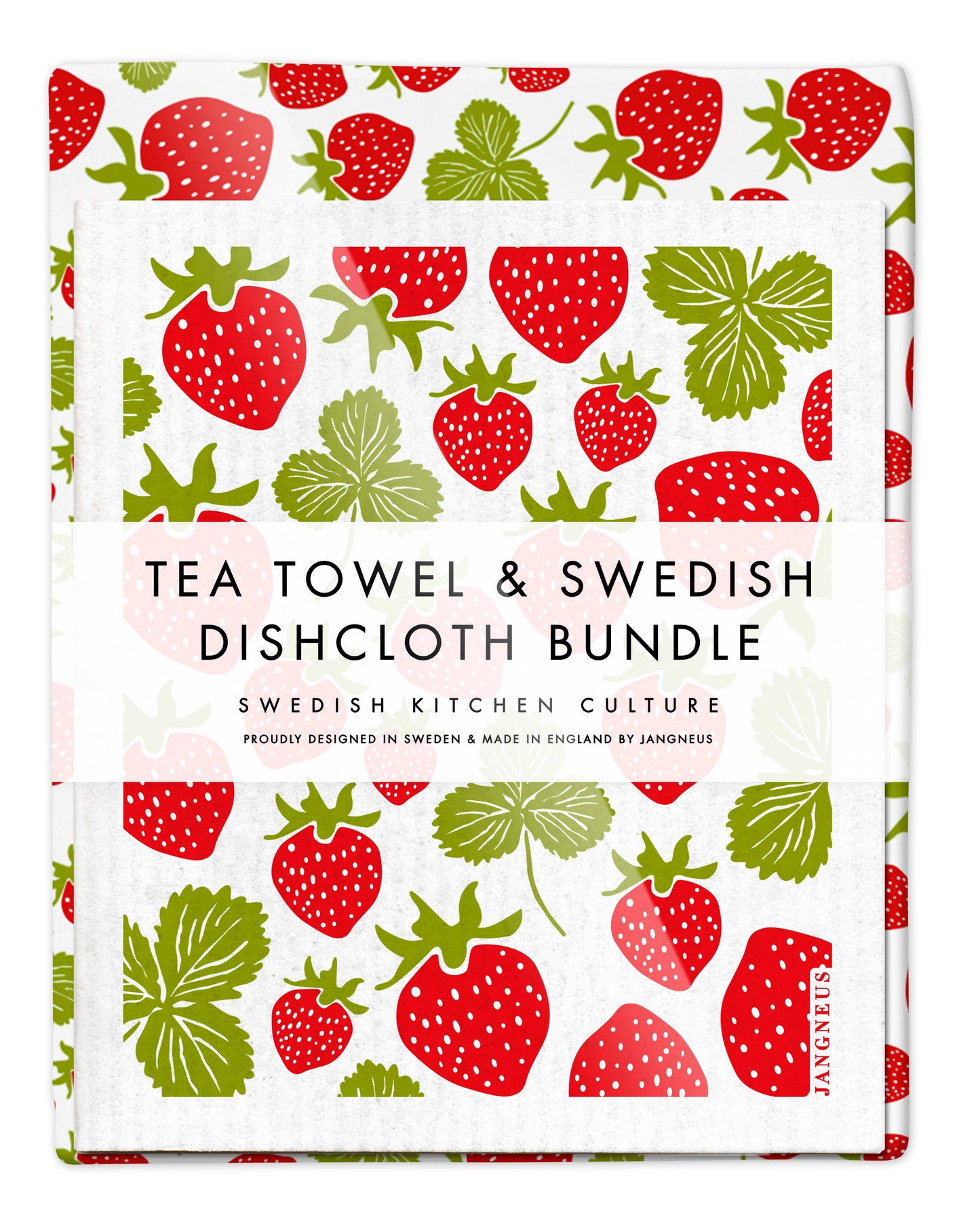 Swedish Dishcloth & Tea Towel Bundle - Strawberry Red